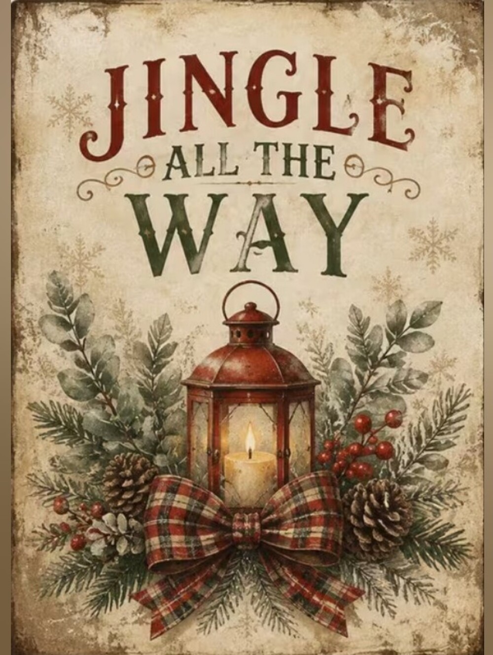 Holiday 'Jingle All The Way' Decorative Wall Art - Red & Green 8x10 Print